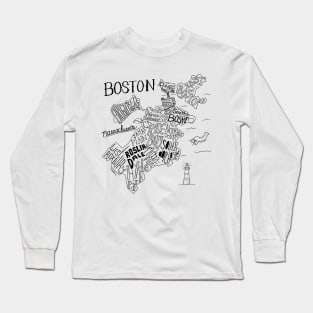 Boston Illustrated Map Long Sleeve T-Shirt